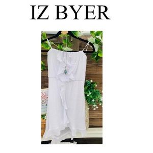 IZ Byer Pure White High Low linen like dress